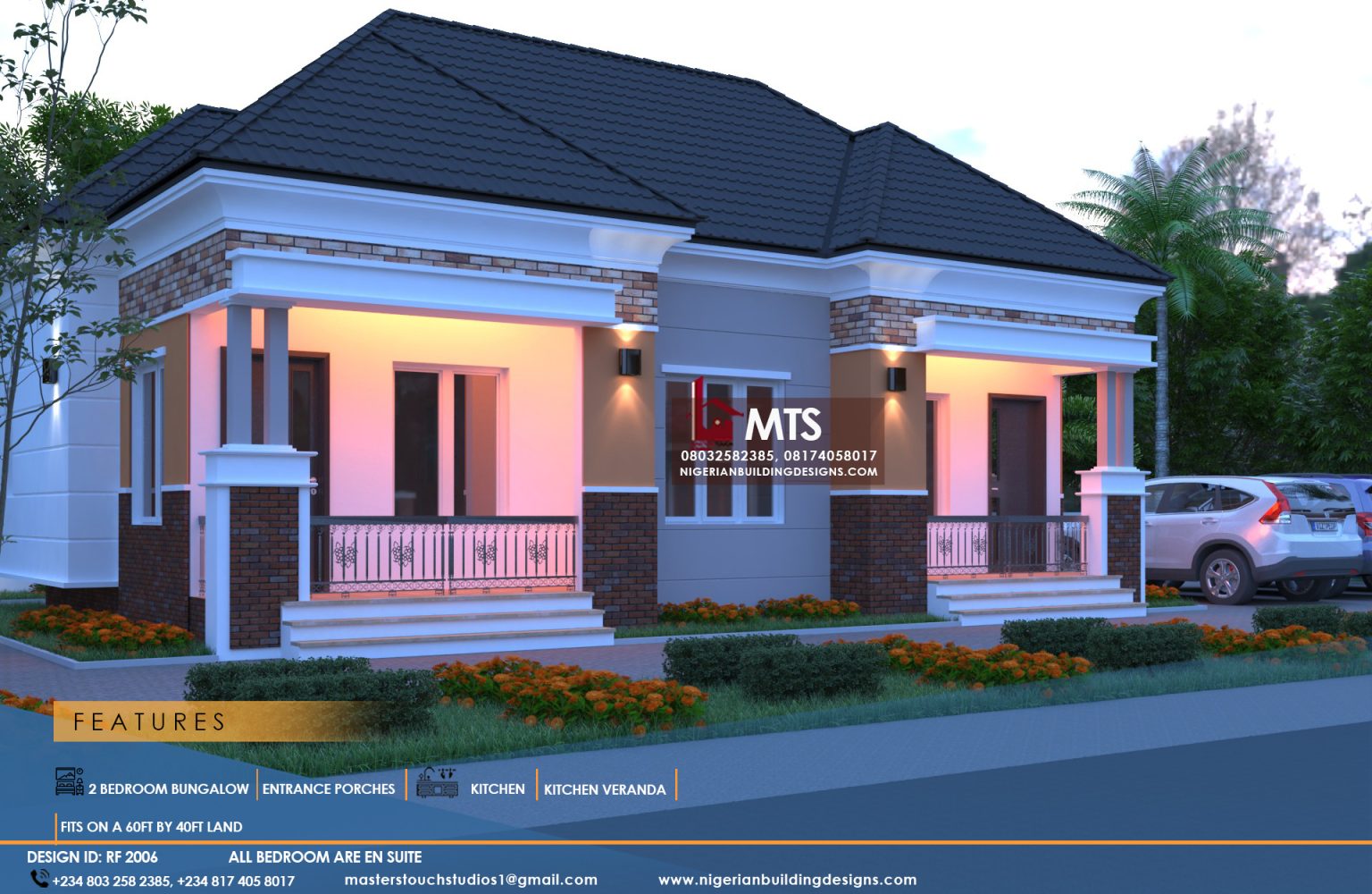 2 BEDROOM BUNGALOW (RF 2006) – NIGERIAN BUILDING DESIGNS